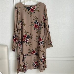 SHEIN Red and White Long Sleeve Crew Neck Tunic